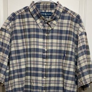 *NWT* Ralph Lauren Men's 2XLT Navy Cream Purple Plaid Button Down Shirt Tall Y2K